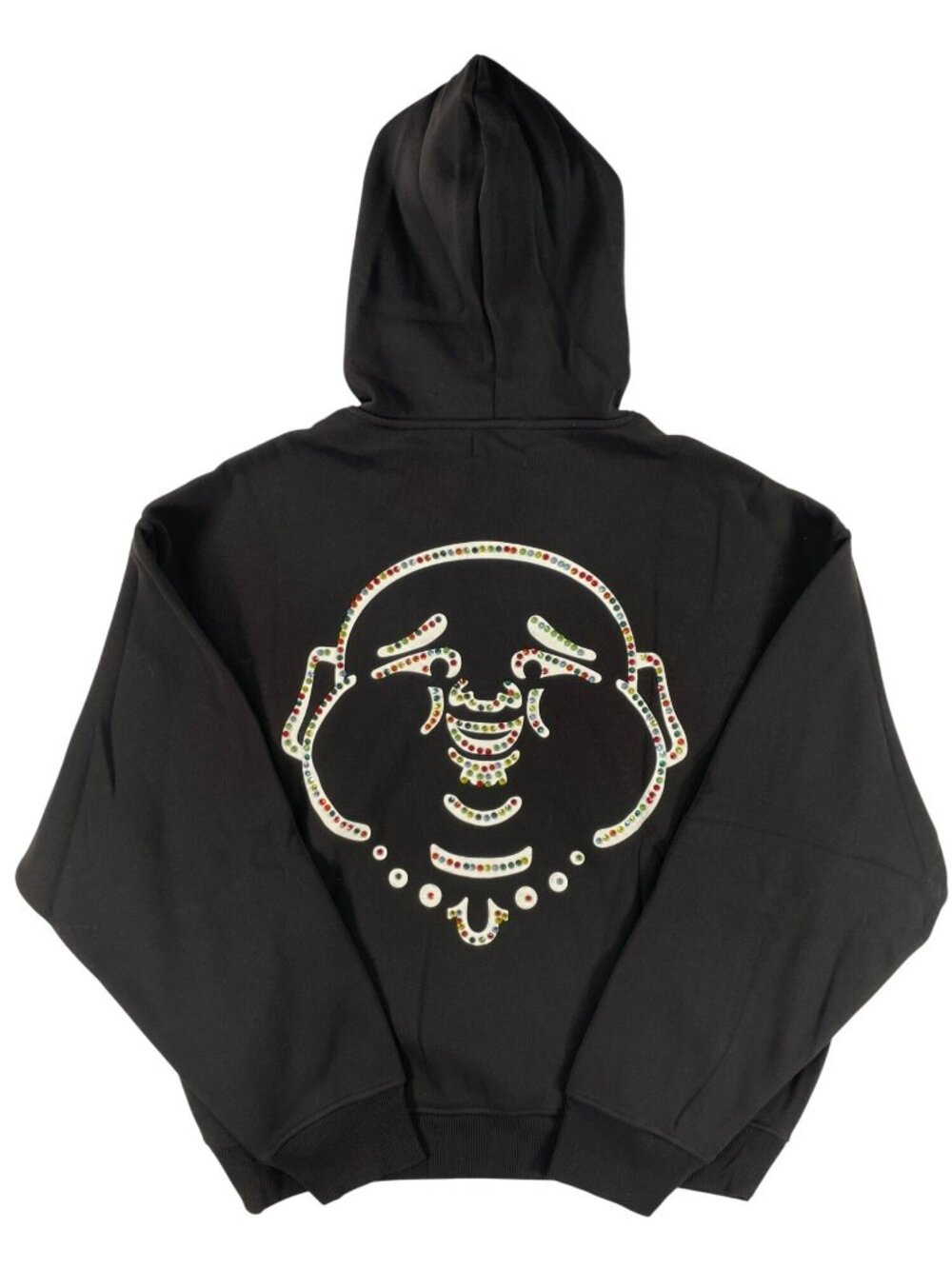 True Religion Jet Black Arch Logo Studs Boxy Hoodie Men's Size 2XL MSRP $124 NEW - Picture 2 of 7